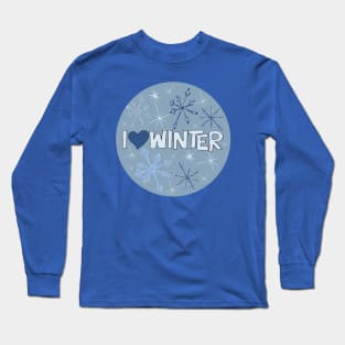 I Heart Winter Illustrated Text with snowflakes Long Sleeve T-Shirt